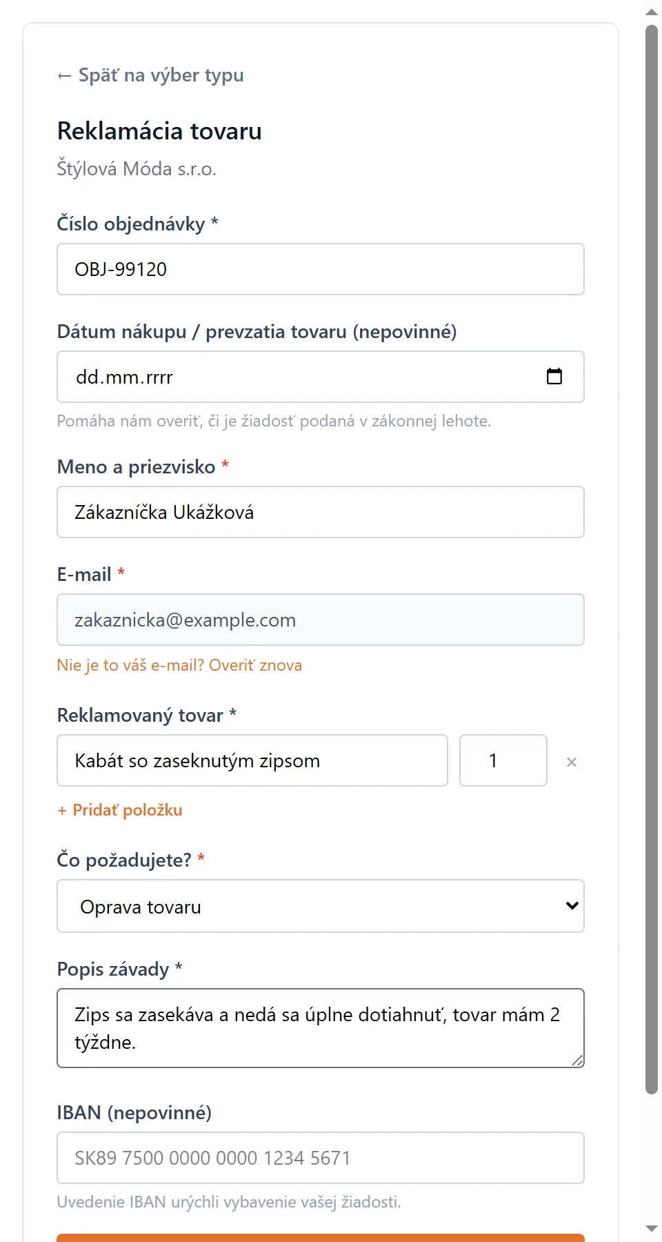 Formulár žiadosti